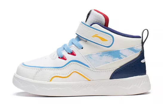 Детские кроссовки для скейтбординга, детские, среднего размера, молочно-белые/темно-синие Lining Young