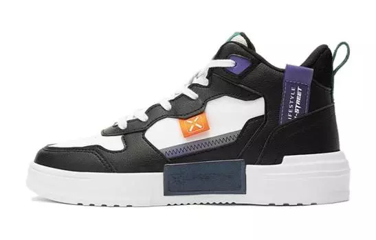 Детские кроссовки для скейтбординга GS High-top Black/white Xtep, черный