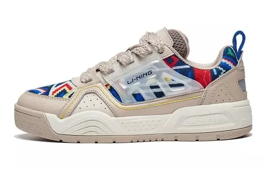 Детские кроссовки для скейтбординга GS Low-top коричнево-синие и белые Lining Young