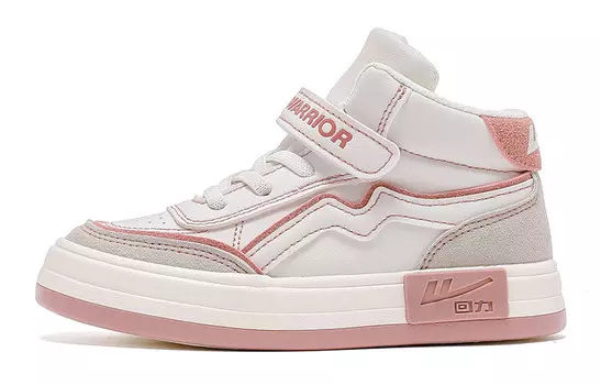 Детские кроссовки для скейтбординга Kids High-top бежевый/розовый Warrior, розовый