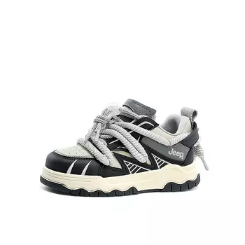 Детские кроссовки для скейтбординга Kids Low-top Кремово-белый/ослепительно-радужный/розово-розовый Jeep, черный/серый