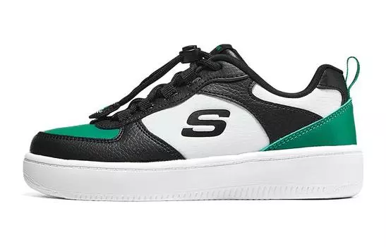 Детские кроссовки для скейтбординга Sport Court 92 GS Low-top, черные/белые/зеленые Skechers
