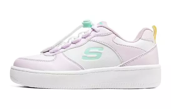 Детские кроссовки для скейтбординга Sport Court 92 GS Low-top Белые/розовые/зеленые Skechers