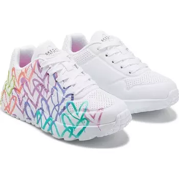 Детские кроссовки для улицы Street Uno от Skechers, little/big kid, white foil hearts