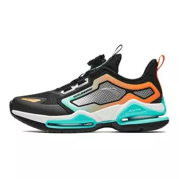 Детские кроссовки GS Low-top черные/ярко-оранжевые/светящиеся аквамариновые Anta Kids, черный