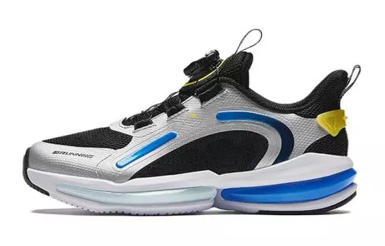 Детские кроссовки GS Low-top черные/серебристые/синие Anta Kids, черный/серебряный/синий