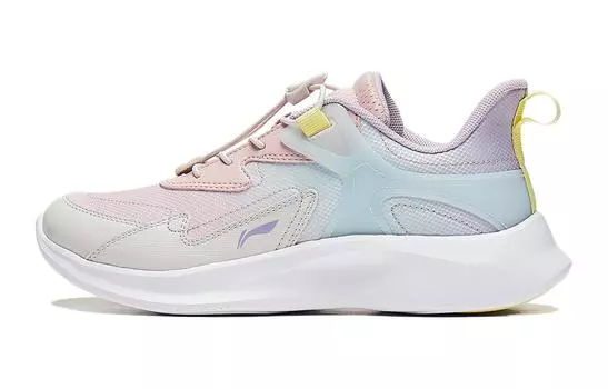 Детские кроссовки Lingyue 3.0 V3 GS с низким верхом, персиково-розовые/белые, песочно-серые/тонкие синие Lining Young, розовый