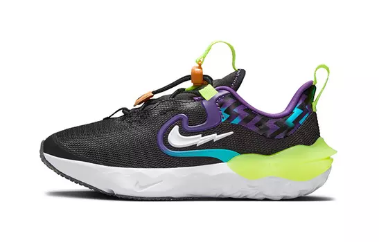 Детские кроссовки Nike Run Flow PS, Black/white/nebula blue/fluorescent yellow