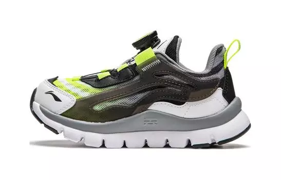 Детские кроссовки PS Low-top черные/стандартные белые/ярко-зеленые флуоресцентные Lining Young, зеленый