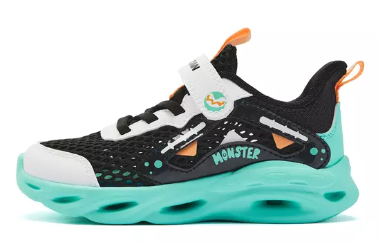 Детские кроссовки PS Low-top черные/зеленые Qiaodan, черный/зеленый