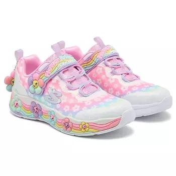 Детские кроссовки с подсветкой и цветочным узором Skechers для малышей и подростков, white multi
