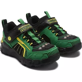 Детские кроссовки с подсветкой john deere adventure от Skechers для маленьких/больших детей, green/yellow/black