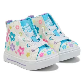 Детские кроссовки с подсветкой twinkle sparks Skechers для малышей и маленьких детей, white flower muti