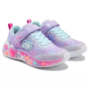 Детские кроссовки с подсветкой в виде сердечек Skechers для маленьких и больших детей, lavender multi