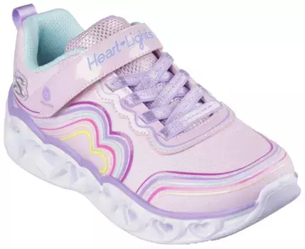 Детские кроссовки Skechers "HEART LIGHTS", повседневная обувь, обувь на липучке, блестящая обувь с разноцветной радужной строчкой Skechers Kids, розовый