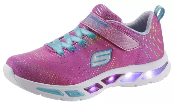 Детские кроссовки Skechers "LITEBEAMS-Gleam N`Dream flashing Shoes", с блестящей подошвой, повседневная обувь, полуботинки, туфли на шнуровке Skechers Kids, розовый