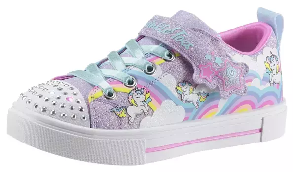 Детские кроссовки Skechers "TWINKLE Sparks - JUMPIN CLOUDS", со стразами, повседневная обувь, полуботинки, туфли на шнуровке Skechers Kids, цвет Lavendel-Multi