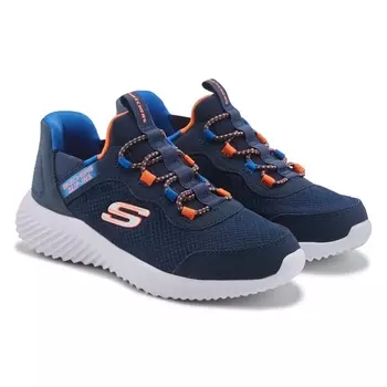Детские кроссовки-слипоны Skechers Bounder для маленьких и больших детей, navy/orange