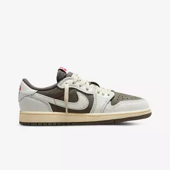 Детские кроссовки Travis Scott x Air Jordan 1 Retro Low OG TD 'Reverse Mocha', коричневый (Размер 26 RU)
