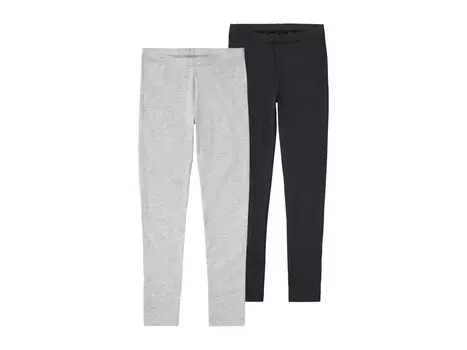 Детские леггинсы для девочек Peperts!, 2 шт., высокое содержание хлопка, серый/черный