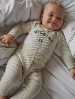 Детские леггинсы из органического хлопка в рубчик Claude & Co, цвет Oat