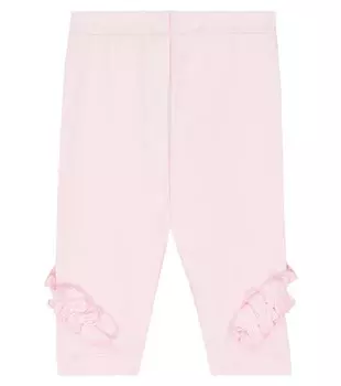 Детские леггинсы из смесового хлопка с оборками Monnalisa, розовый