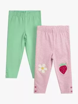 Детские леггинсы с однотонной аппликацией и полосками JoJo Maman Bb, розовый