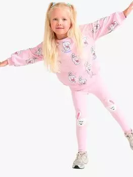 Детские леггинсы с рисунком кролика колена Lindex, светло-розовый