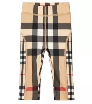 Детские леггинсы в винтажную клетку Burberry Kids, бежевый