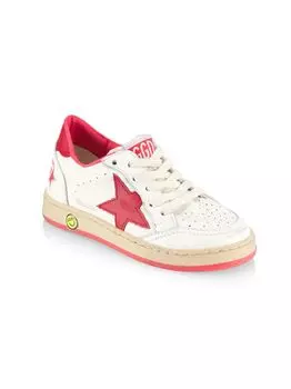 Детские, маленькие и детские кожаные кроссовки Ballstar Star Golden Goose, белый