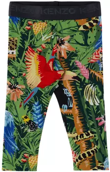 Детские многоцветные хлопковые леггинсы Kenzo