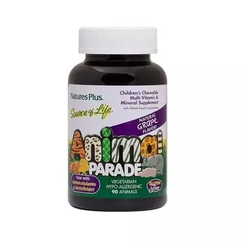 Детские мультивитамины Animal Parade Виноград, 90 таблеток, Nature'S Plus