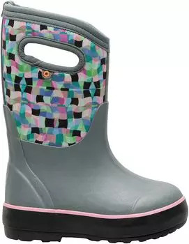 Детские непромокаемые зимние ботинки Bogs Classic II с геометрическим рисунком в клетку