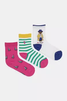 Детские носки 3 пары в упаковке Polo Ralph Lauren, белый