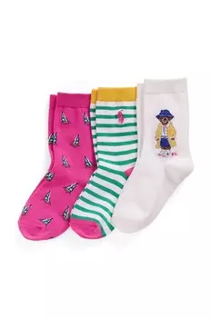 Детские носки 3 пары в упаковке Polo Ralph Lauren, розовый