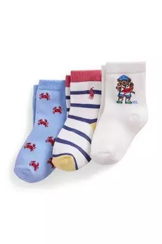 Детские носки 3 пары в упаковке Polo Ralph Lauren, синий