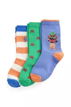 Детские носки 3 пары в упаковке Polo Ralph Lauren, синий