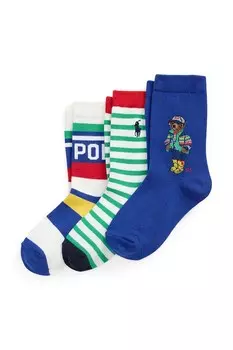 Детские носки 3 пары в упаковке Polo Ralph Lauren, синий