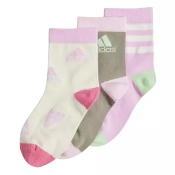 Детские носки Adidas, цвет 3 pairs set (Blessing Light Purple/Stone Silver Grey/Ivory White)