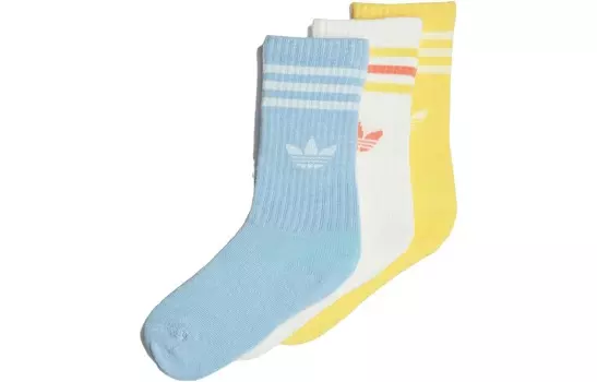 Детские носки Adidas Originals, цвет 1 set of 3 double (blue + white + yellow)