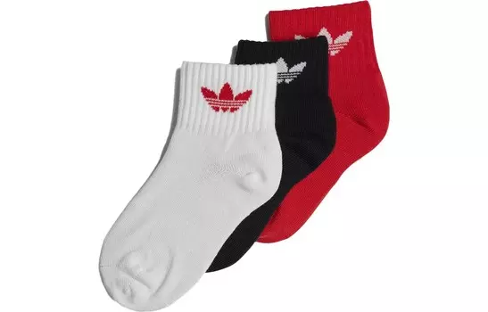 Детские носки Adidas Originals, цвет 3 double packs (white + red + black)