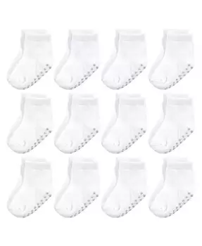 Детские носки из органического хлопка для мальчиков с нескользящим захватом для защиты от падения, белые Touched By Nature, белый