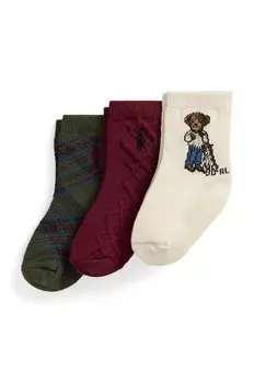 Детские носки Polo Ralph Lauren, 3 пары, зеленый