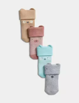Детские носки с изображением животных из хлопка (0–3 лет), 4 шт. Marks & Spencer, мульти