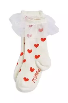 Детские носки с сердечками Mini Rodini, белый