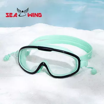 Детские очки для плавания QINGHONG, противозапотевающие очки высокой четкости, силиконовые очки для плавания и дайвинга SJT1901-2E, черные и зеленые