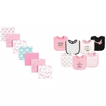 Детские одеяла Luvable Friends (7 штук) и детские нагрудники Hudson Princess Pack