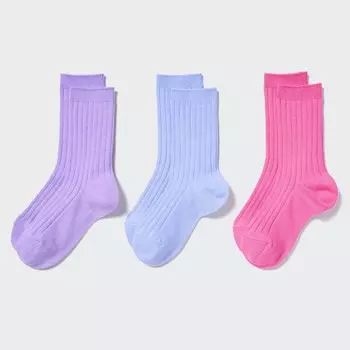 Детские разноцветные носки (три пары) Uniqlo, фиолетовый