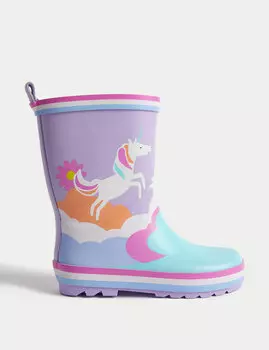 Детские резиновые сапоги Freshfeet Unicorn (4 маленьких — 2 больших) Marks & Spencer, сирень