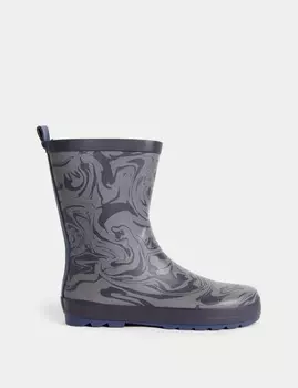 Детские резиновые сапоги из мрамора Marks & Spencer, черный